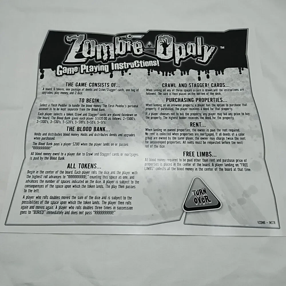 *New Open Box* Zombieopoly Board Game